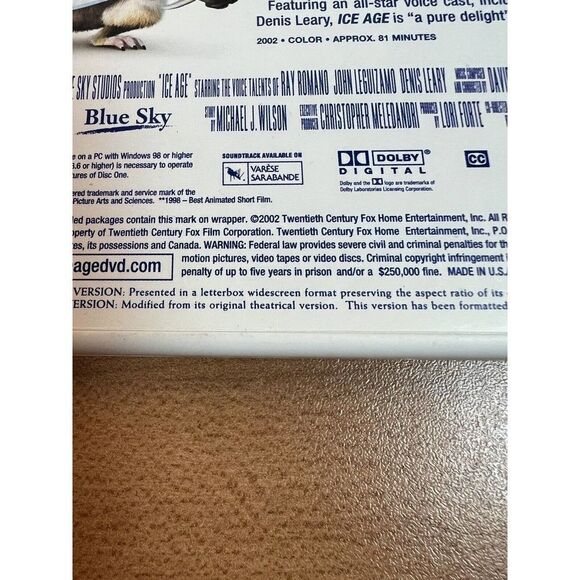 Ice Age (DVD, 2002, 2-Disc Set, Includes Full Frame and Widescreen Versions) - Picture 3 of 8